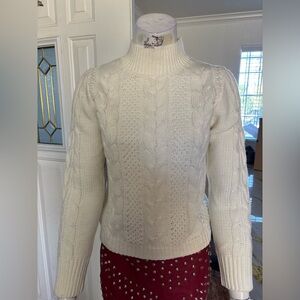 Hera Collection Cream Cable Knit Turtleneck Sweater